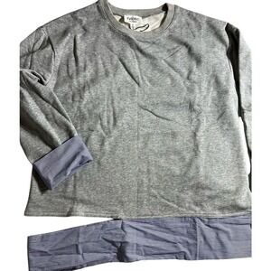 New EVIDNT Los Angeles grey sweatshirt w/ blue and white stripped trim. Size M